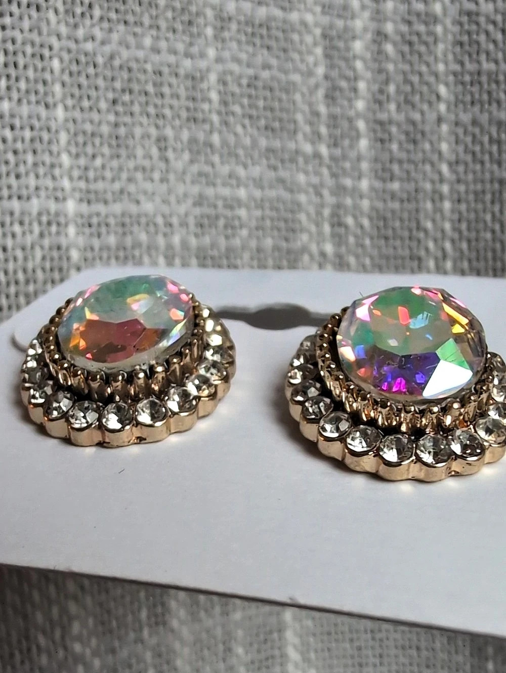 Multicolor AB Rhinestone Statement Earrings - Picture 3 of 8